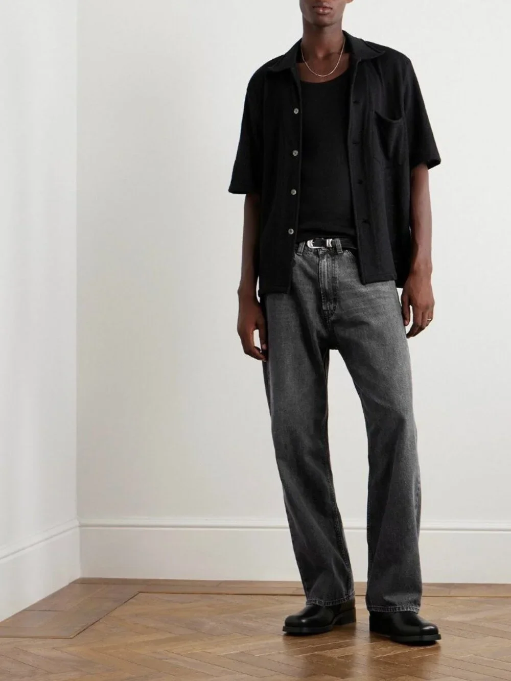 Our Legacy Third Cut Jeans Relaxed Straight Leg Washed Black Denim 30/28